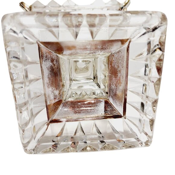 Jeannette Glass Wedding Bowl Lidded Pedestal Candy Dish Trinket Gold Trim - Picture 8 of 11